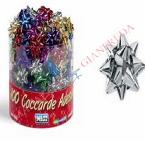 COCCARDE METALLIZZATE Ø CM 3 BARATTOLO DA 100 PZ